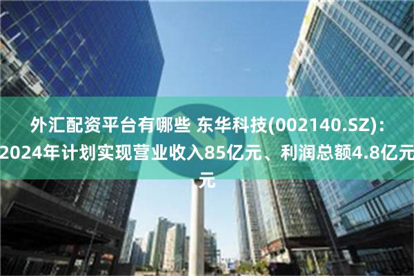 外汇配资平台有哪些 东华科技(002140.SZ)：2024年计划实现营业收入85亿元、利润总额4.8亿元