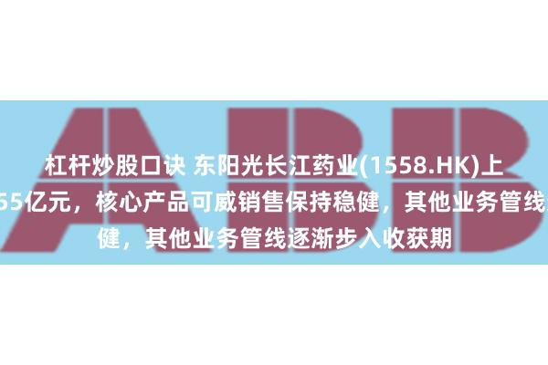 杠杆炒股口诀 东阳光长江药业(1558.HK)上半年营收达24.55亿元，核心产品可威销售保持稳健，其他业务管线逐渐步入收获期