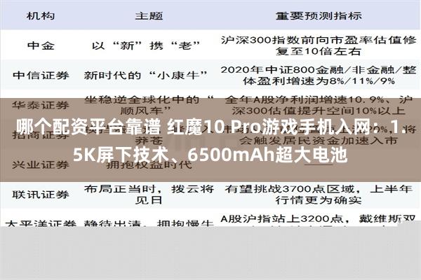 哪个配资平台靠谱 红魔10 Pro游戏手机入网：1.5K屏下技术、6500mAh超大电池