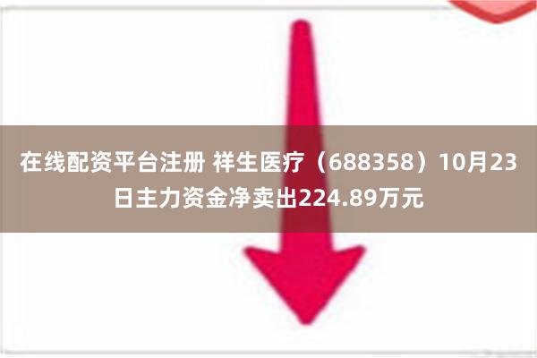 在线配资平台注册 祥生医疗（688358）10月23日主力资金净卖出224.89万元