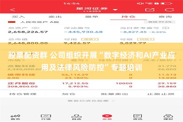 股票配资群 公司组织开展“数字经济和AI产业应用及法律风险防控”专题培训